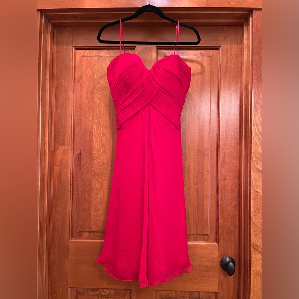 Tadashi Shoji Red Silk Midi Dress Size 14